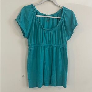 Vintage INC Babydoll Top Y2K 2000s Teal Aqua‎ Blue Casual XL Feminine